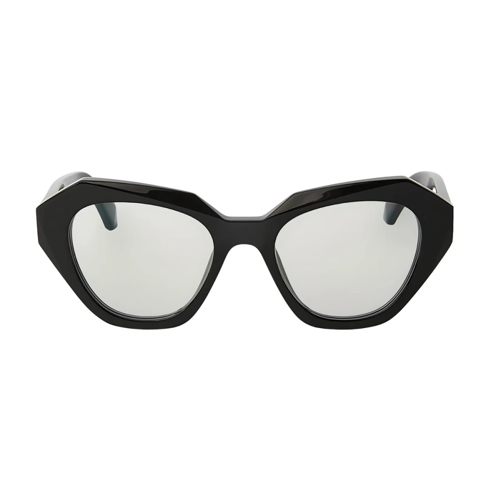 Off White Geometrisk Cat-Eye Glasögon Style 74 Black, Dam