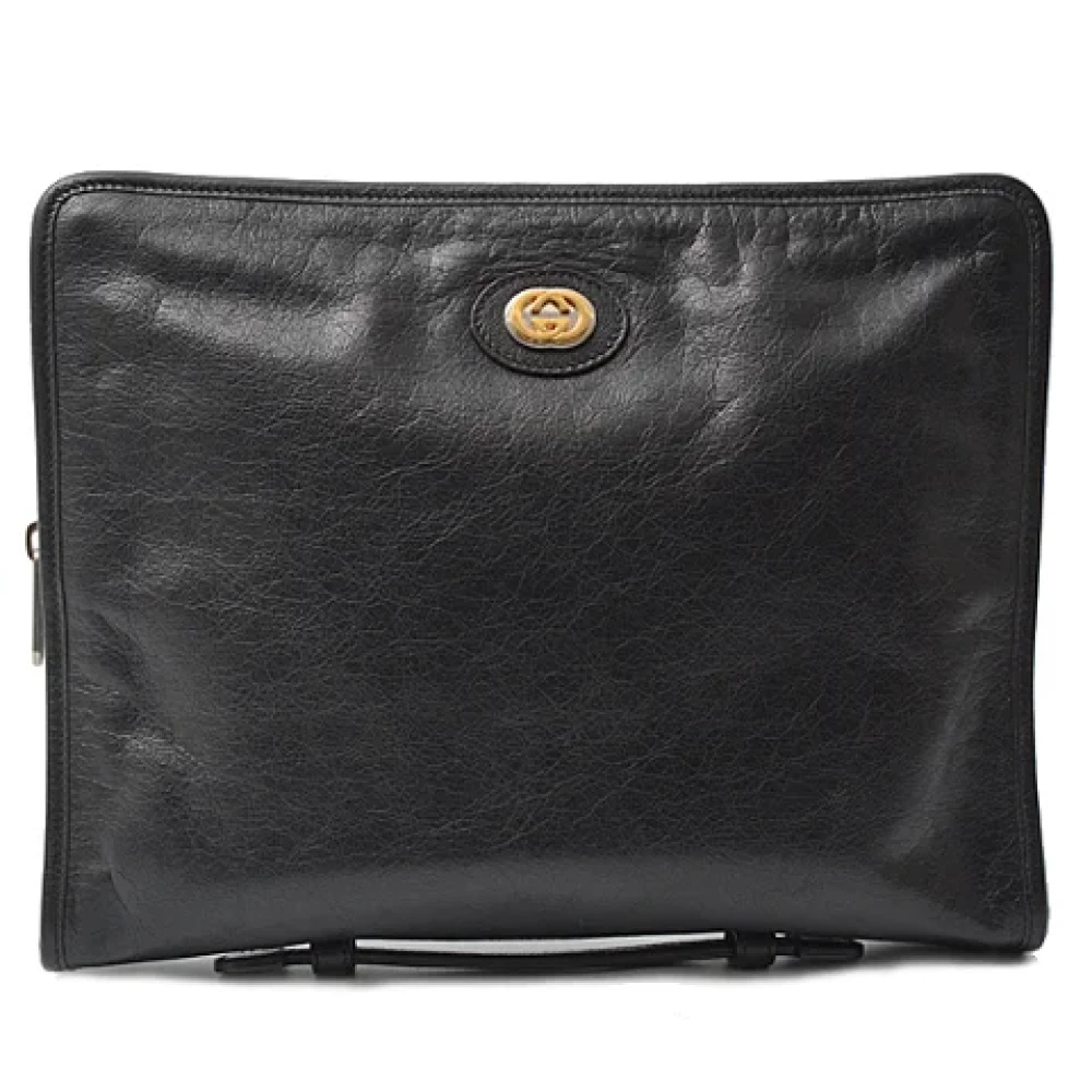 Gucci Vintage Pre-owned Leather clutches Black Heren