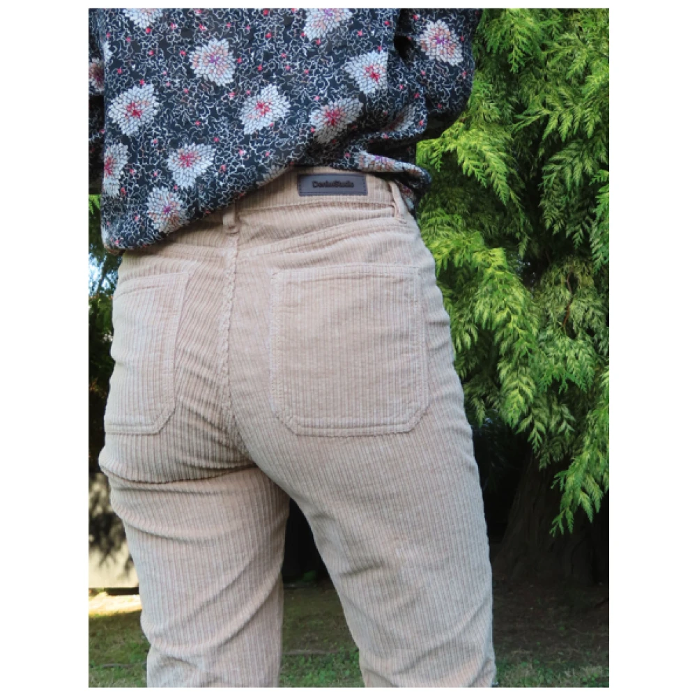 Denim Studio Ribfluwelen Flare Broek Beige Dames