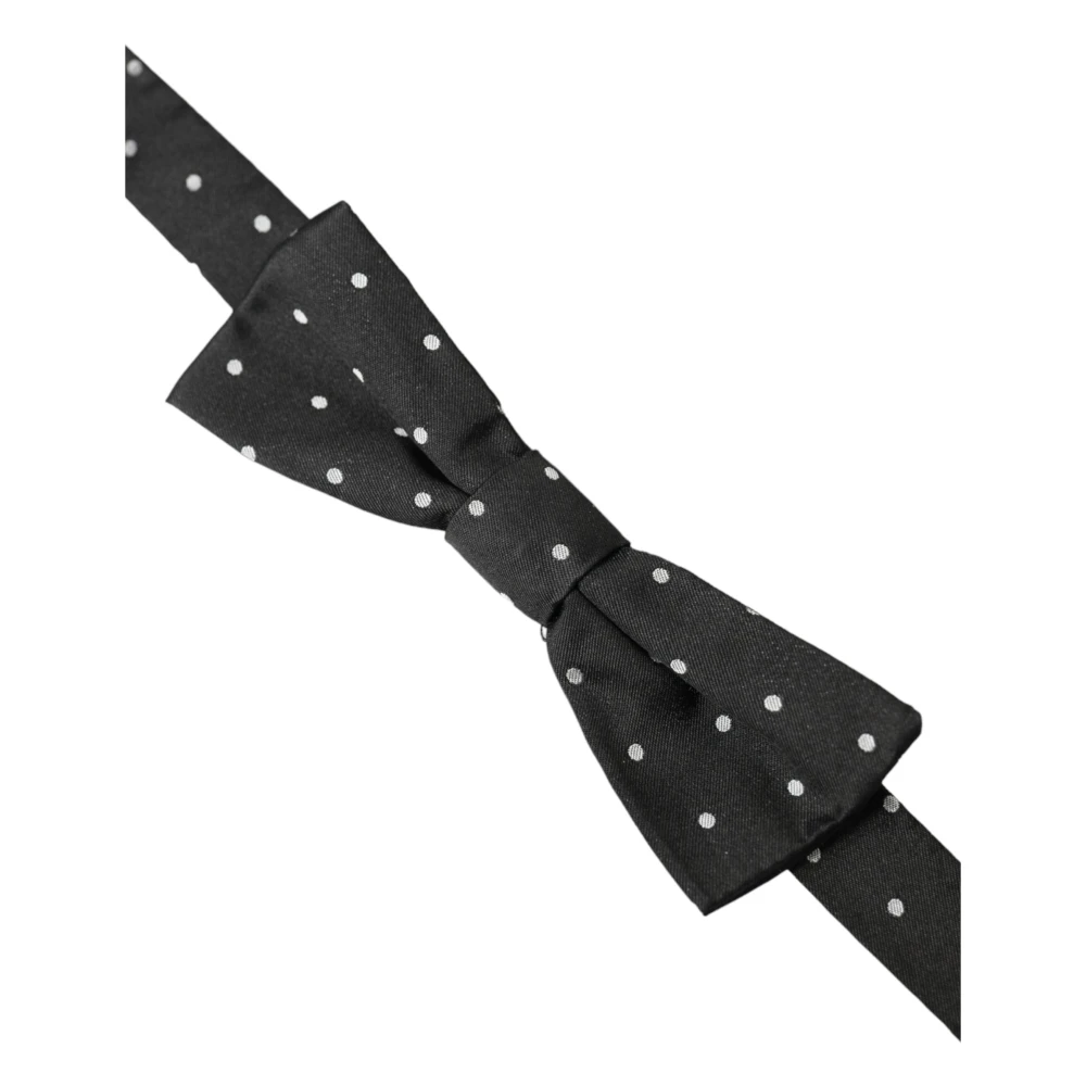 Dolce & Gabbana Polka Dot Zijden Heren Vlinderdas Black Heren