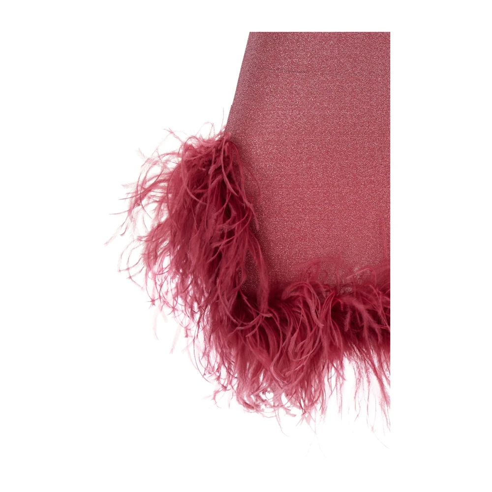 Oseree Roze Mouwloze Mini Jurk met Gevederde Zoom Pink Dames