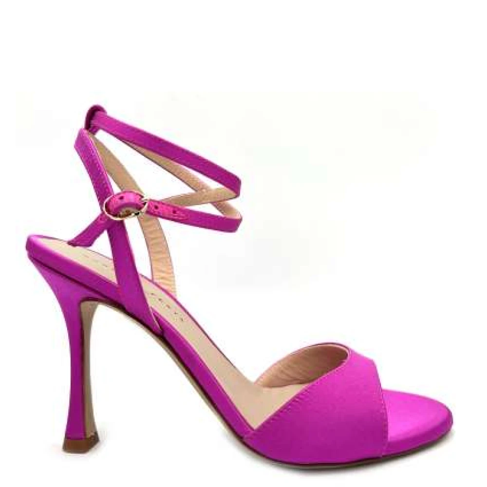 Roberto Festa Barbie Roze Satijnen Hoge Hak Sandalen Purple Dames