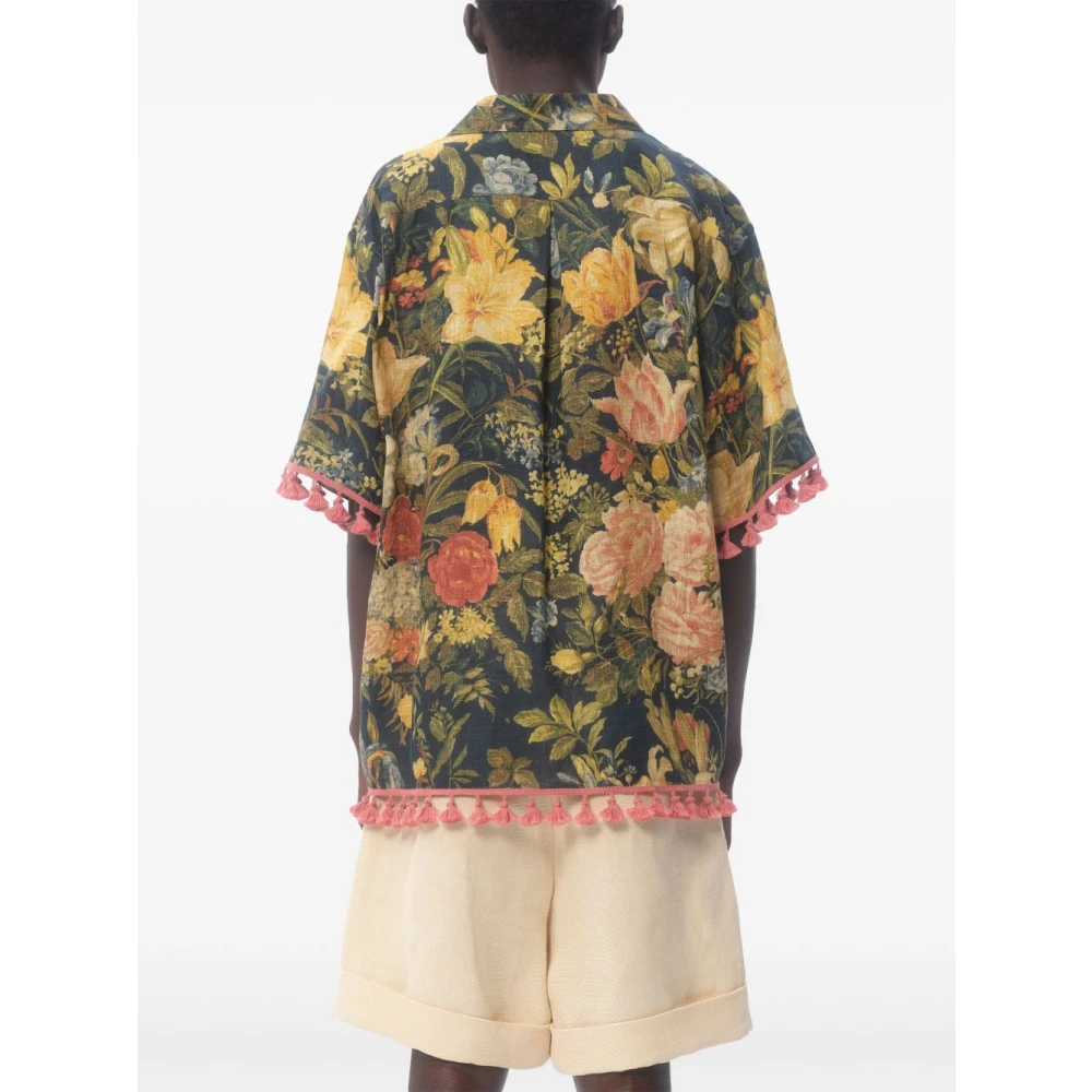 Valentino Bloemenprint Linnen Overhemd Multicolor Heren