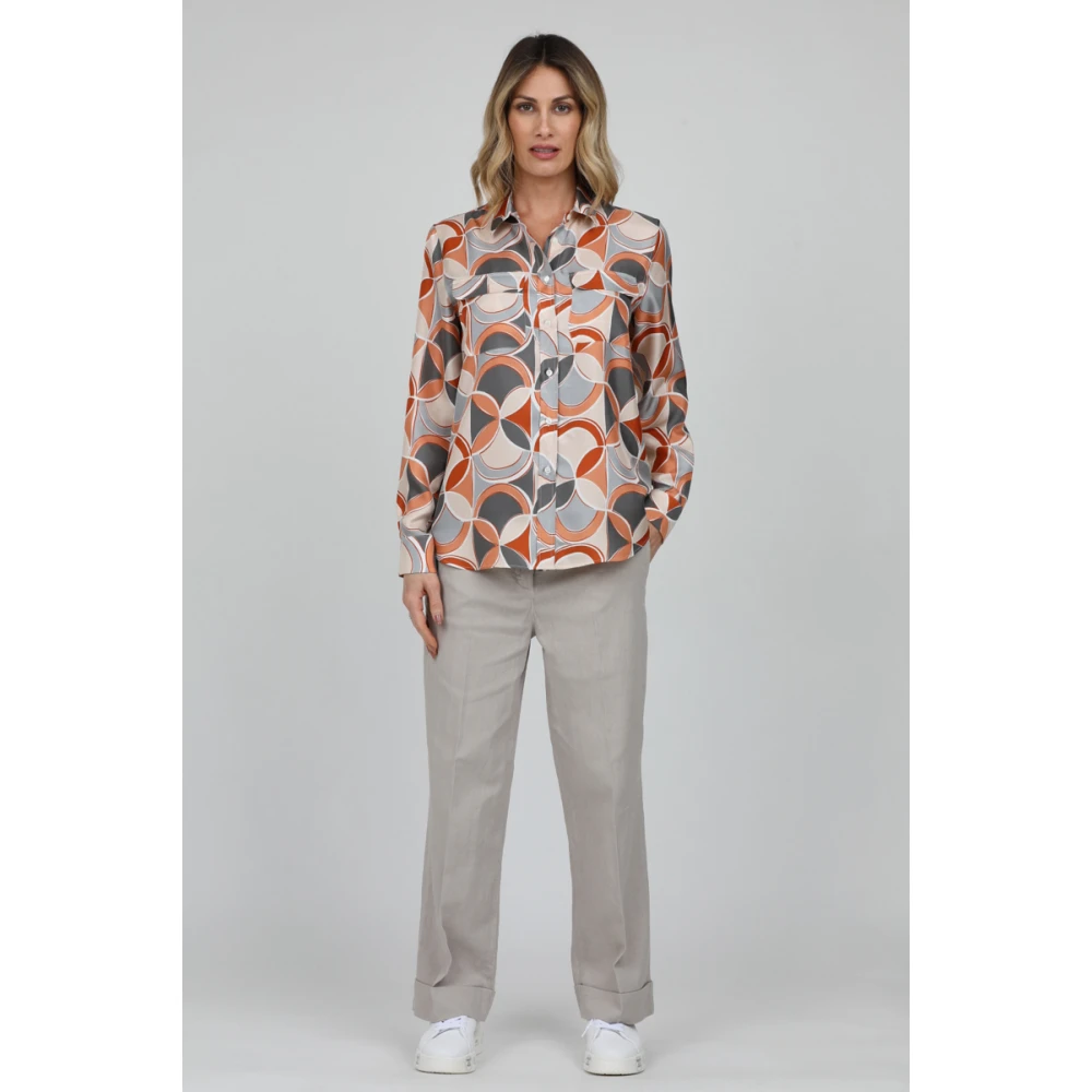 Caliban Lange mouw patroon overhemd Multicolor Dames