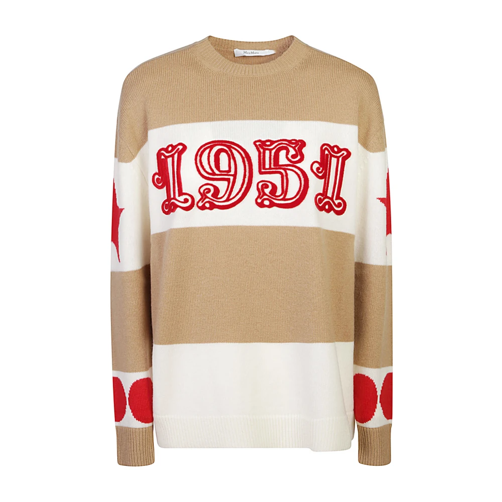 Max Mara Luxe Beige Gebreide Trui Aw24 Multicolor Dames