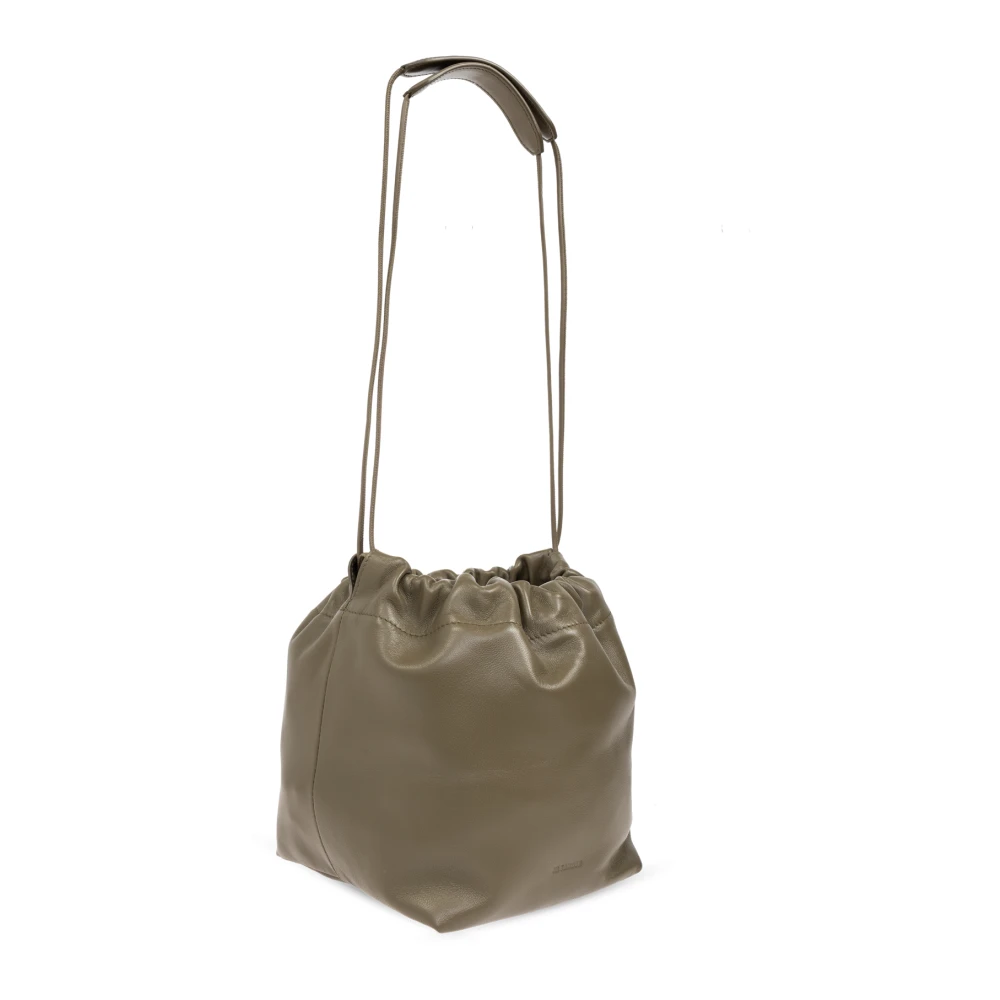 Jil Sander Leren schoudertas Dumpling Green Dames