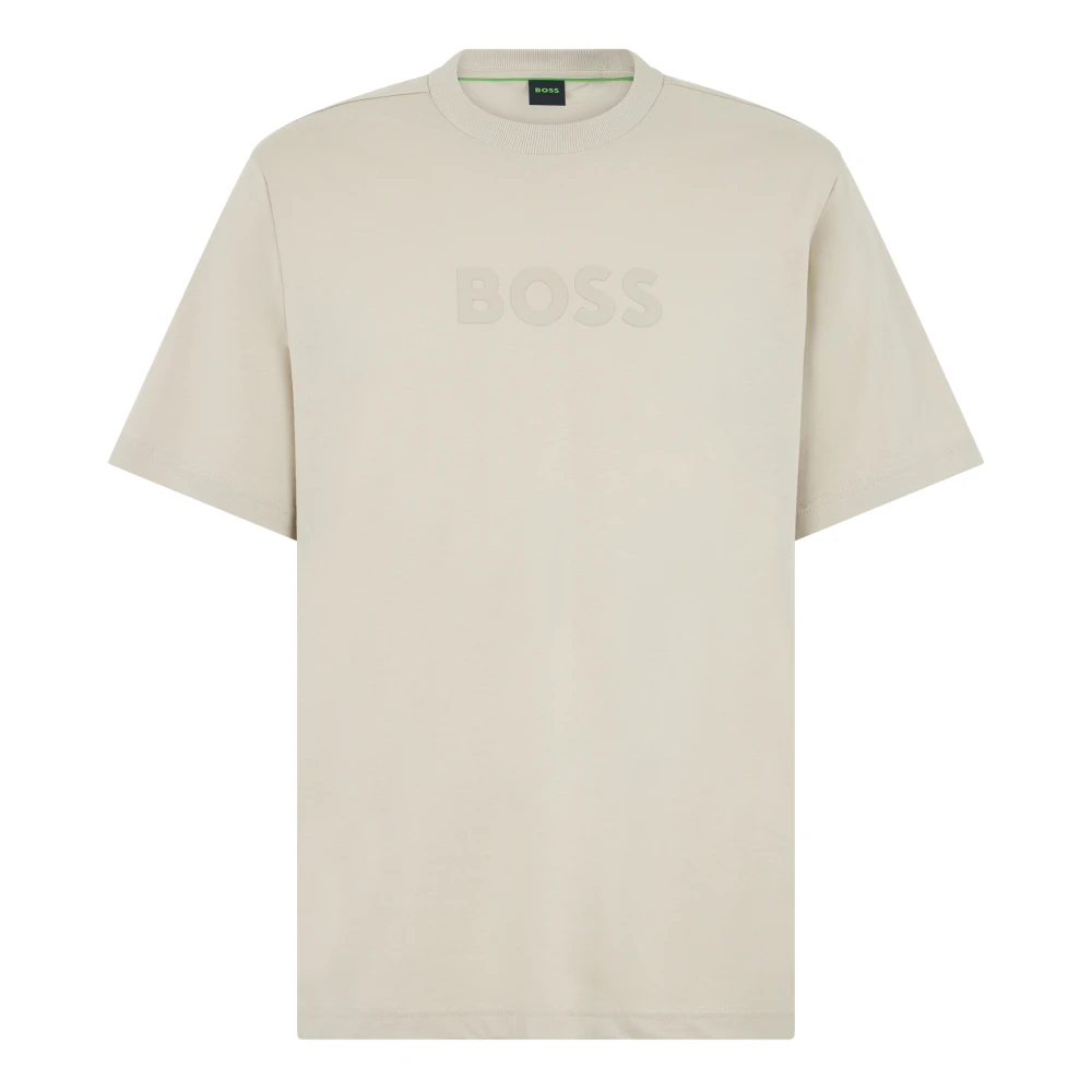 Hugo Men's Beige T-Shirts, Xl, Cotton T-Shirt With Logo
