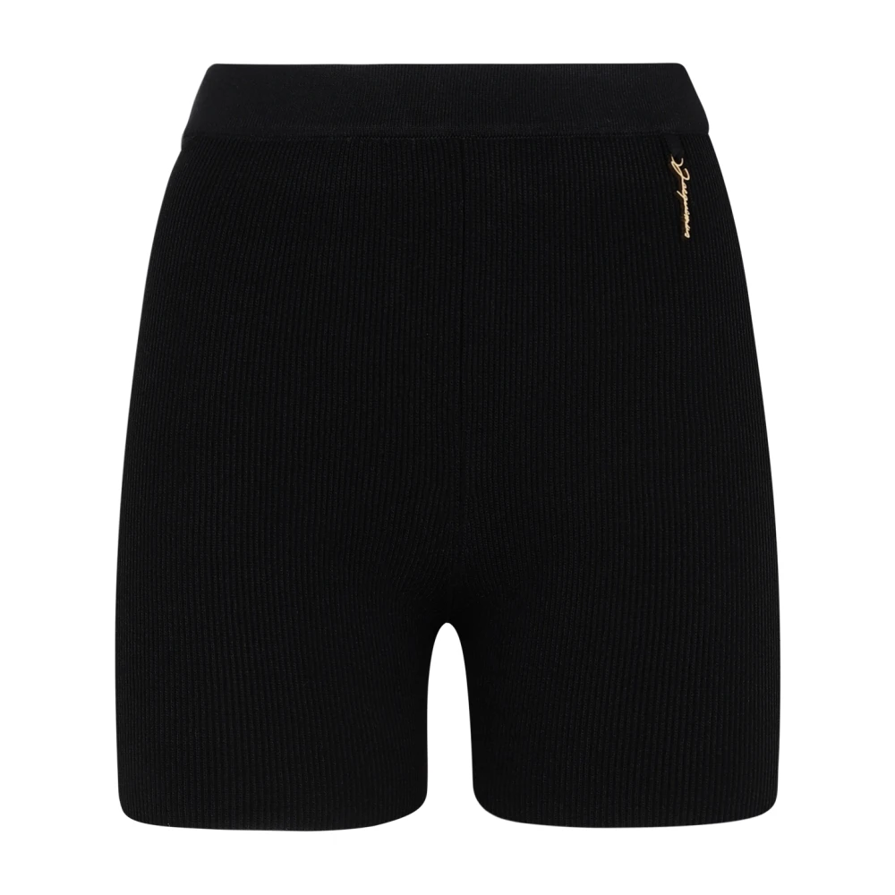 Jacquemus Zwarte Geribbelde Hoge Taille Shorts Black Dames