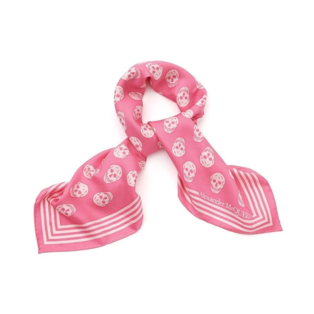 alexander mcqueen Skull Logo Zijden Sjaal Pink Dames