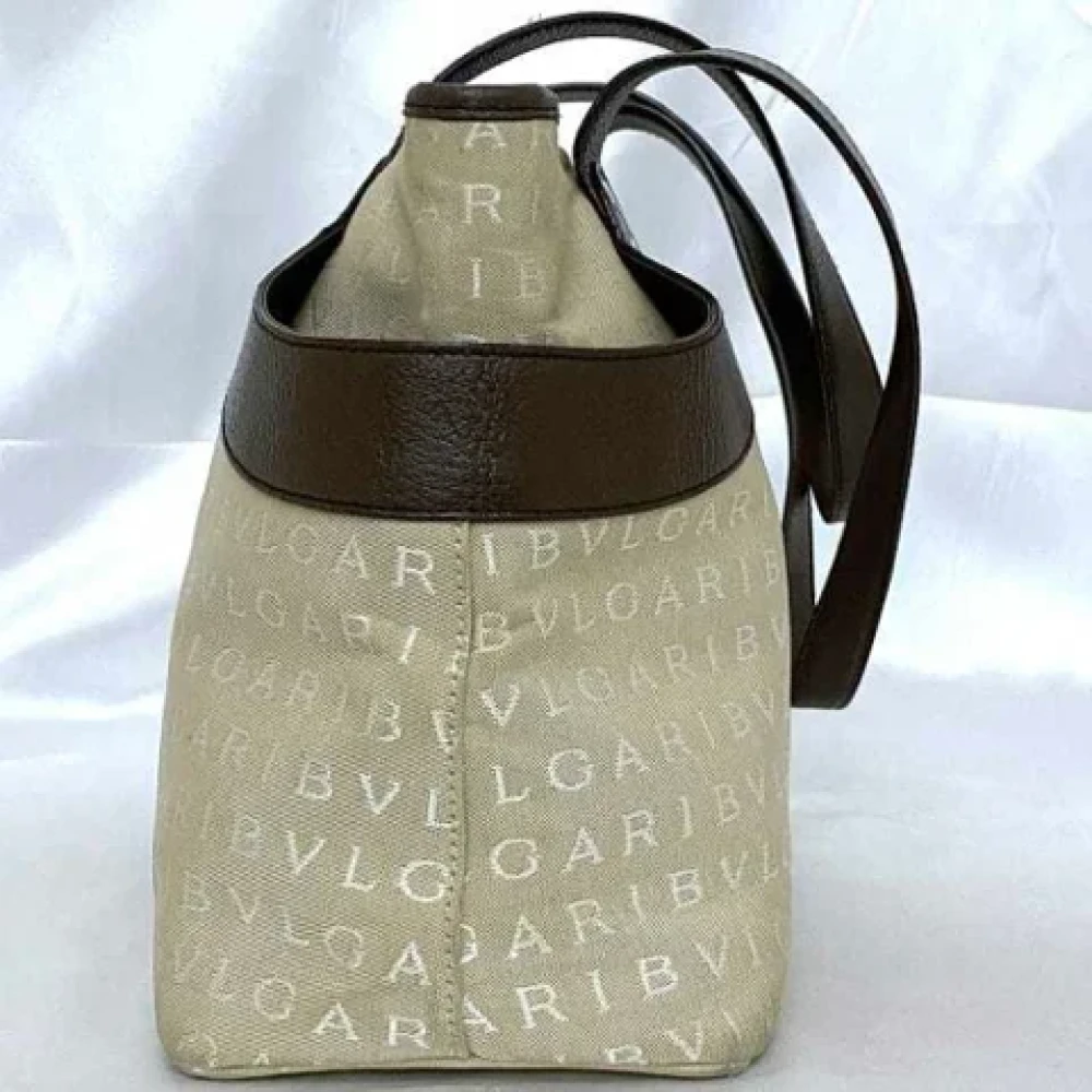 Bvlgari Vintage Pre-owned Canvas handbags Beige Dames