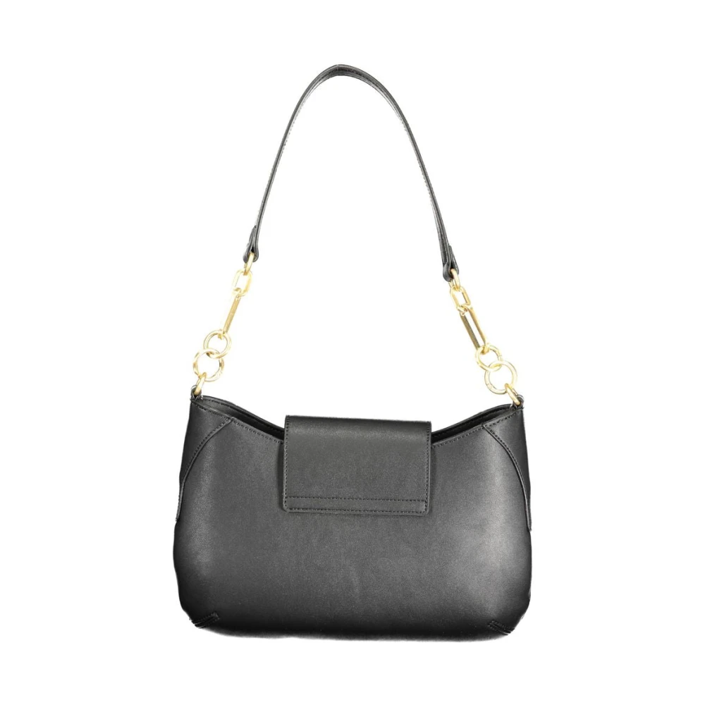 Valentino by Mario Valentino Zwarte polyethyleen schoudertas met contrastdetails Black Dames