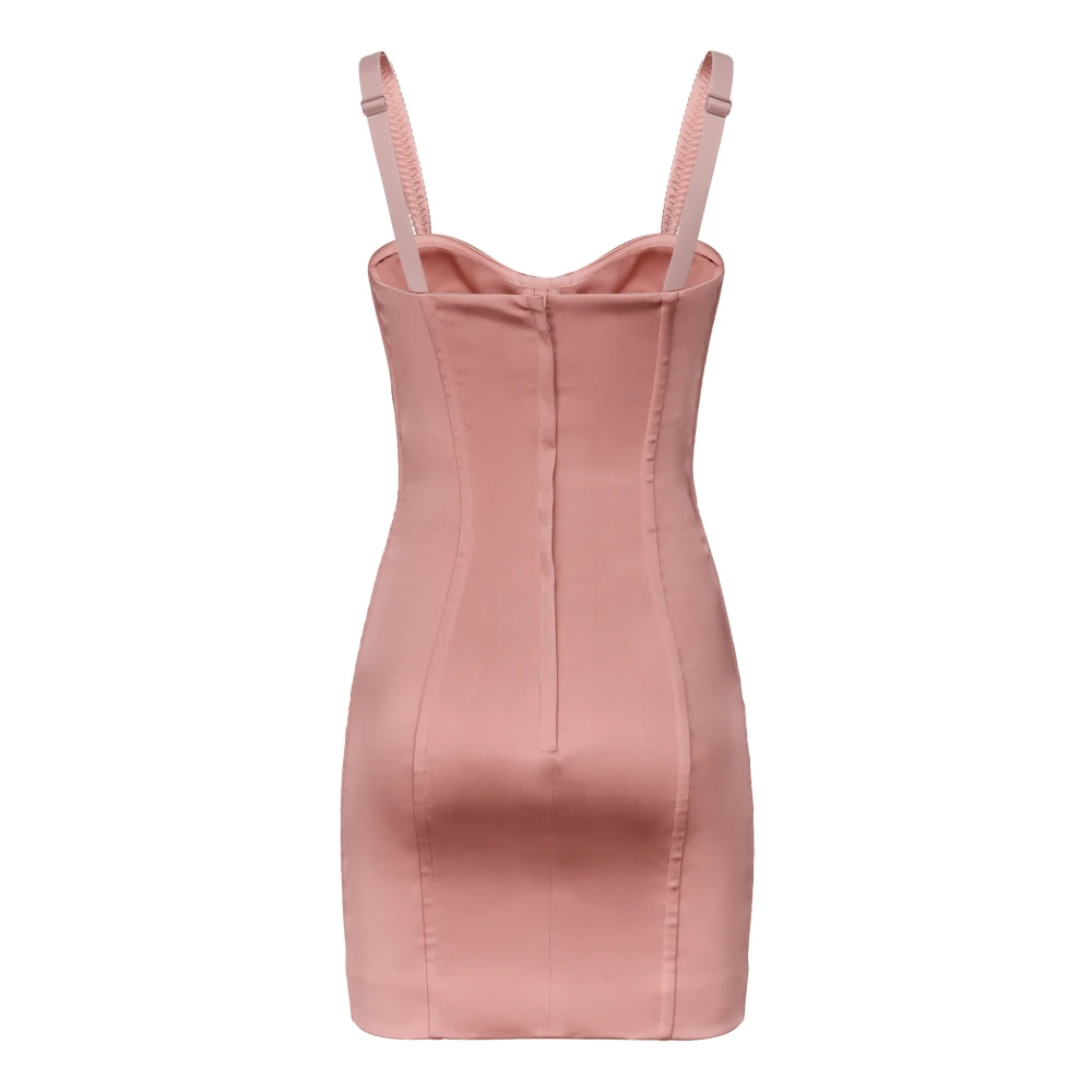 Dolce & Gabbana Roze Satijnen Bustier Jurk Pink Dames