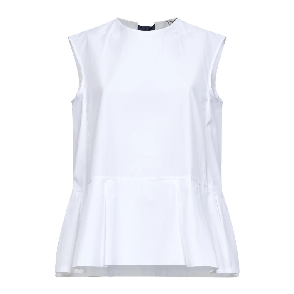 Max Mara Women's White Brava Peplum Cotton Poplin Top