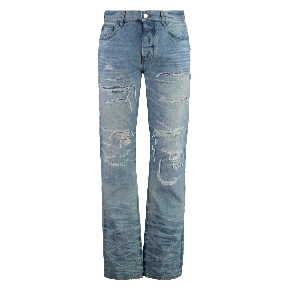 Amiri Vernietigd Effect Straight-Leg Jeans Blue Heren