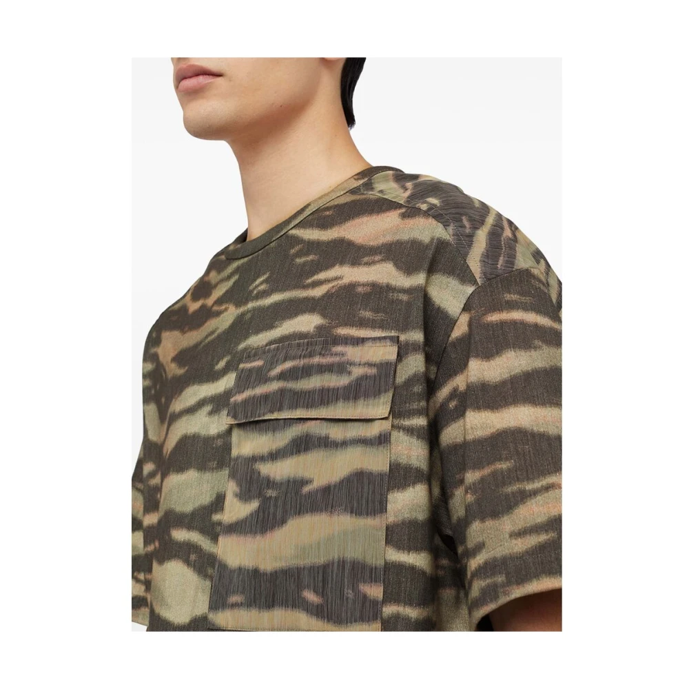 Jil Sander Zebra Print Crew Neck T-shirt Green Heren