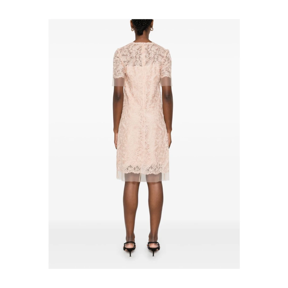 Ermanno Scervino Korte roze kanten jurk met tule randen Pink Dames