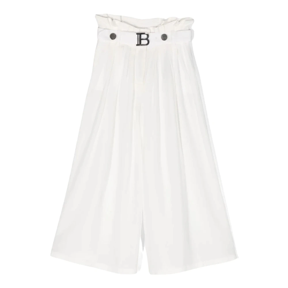 Balmain Vita höga vida byxor White, Flicka