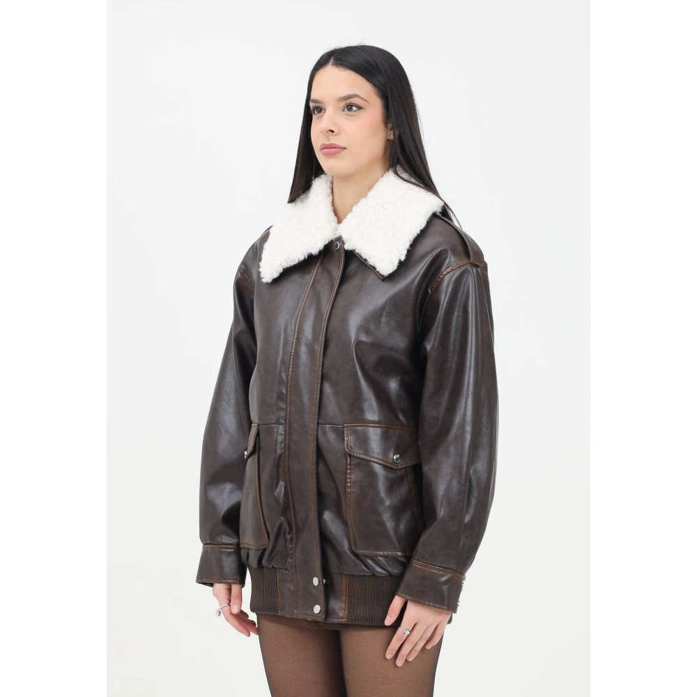 ViCOLO Bruine Winterjas met Nep Bontkraag Brown Dames