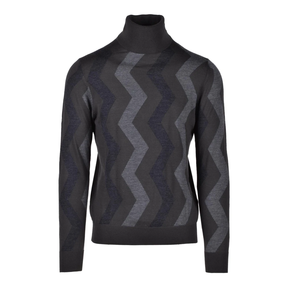 Alpha Studio Merino Wol Gebreide Trui Black Heren