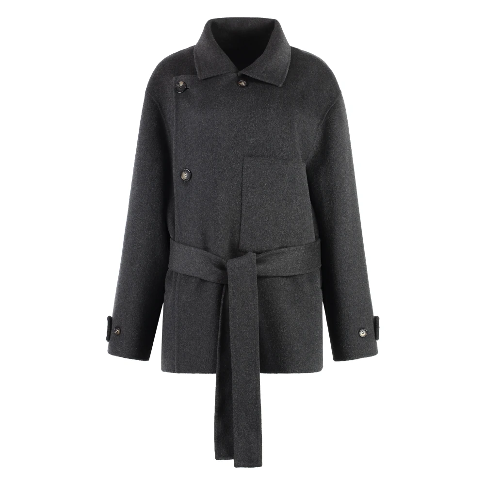 Philosophy Di Lorenzo Serafini Women's Gray Wool Double-Breasted Coat With Belt