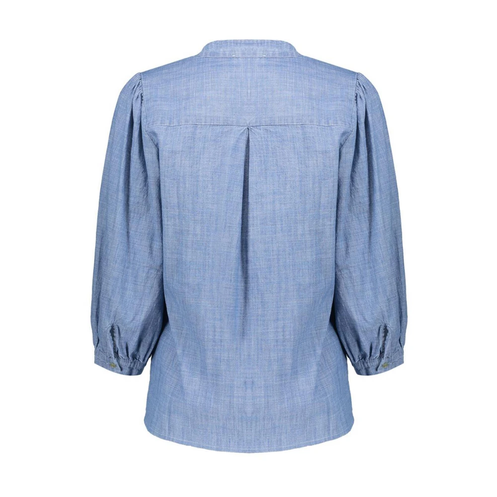 Geisha Chambray Blouse met lange mouwen Blue Dames