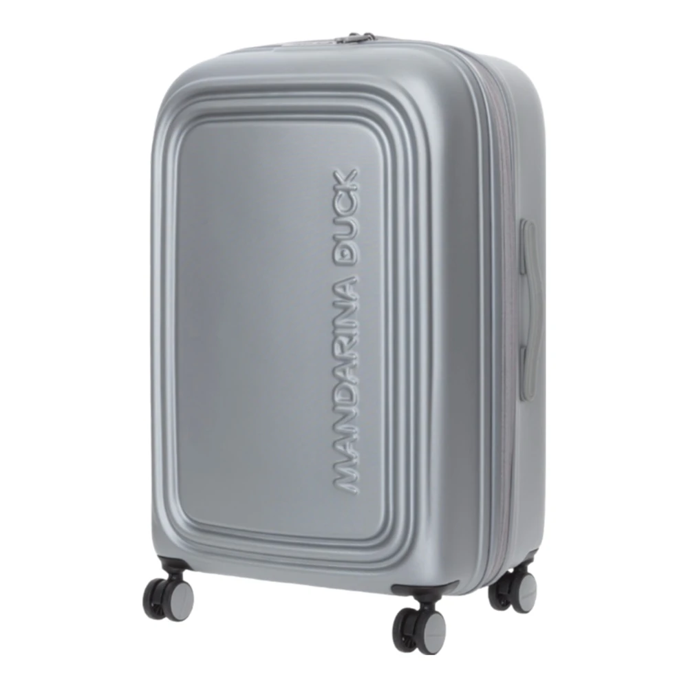 Mandarina Duck Unisex Grigio Trolley Rigido Medio Espandibile Argento