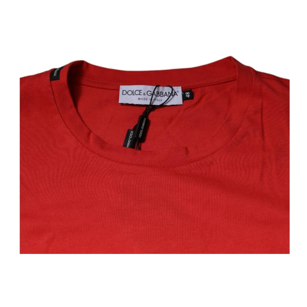 Dolce & Gabbana Rode Katoenen Crew Neck T-shirt Red Heren