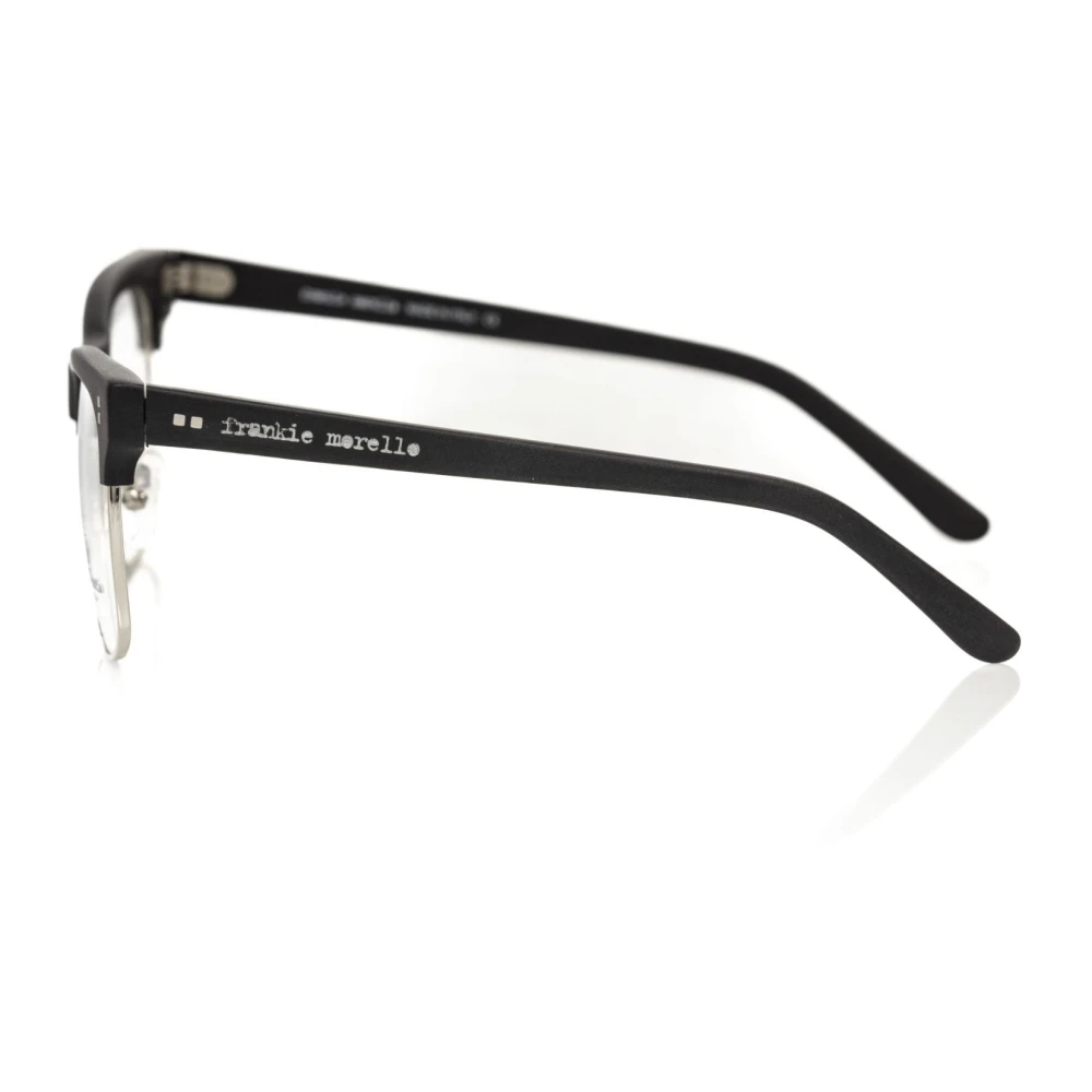 Frankie Morello Zwarte Clubmaster Bril met Metalen Frame Black Unisex