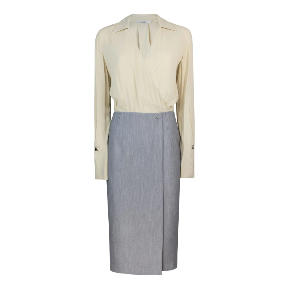PATRIZIA PEPE Grijze Bicolor Omslagjurk Gray Dames