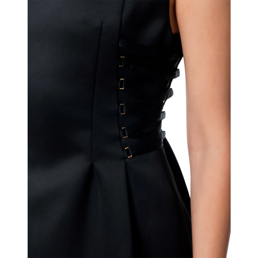 Elisabetta Franchi Elegante Mouwloze Boothals Jurk Black Dames
