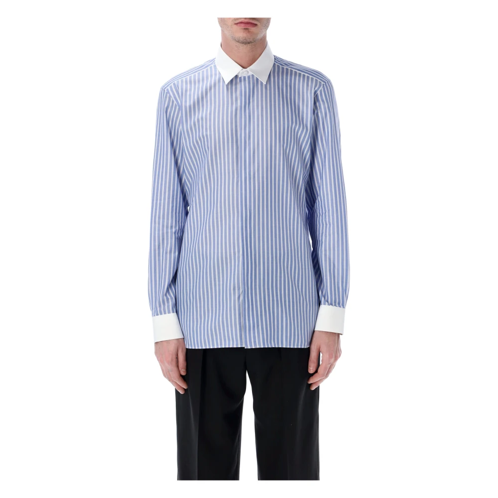 Tom Ford Men's Blue Wide Stripe Classic Fit Shirt