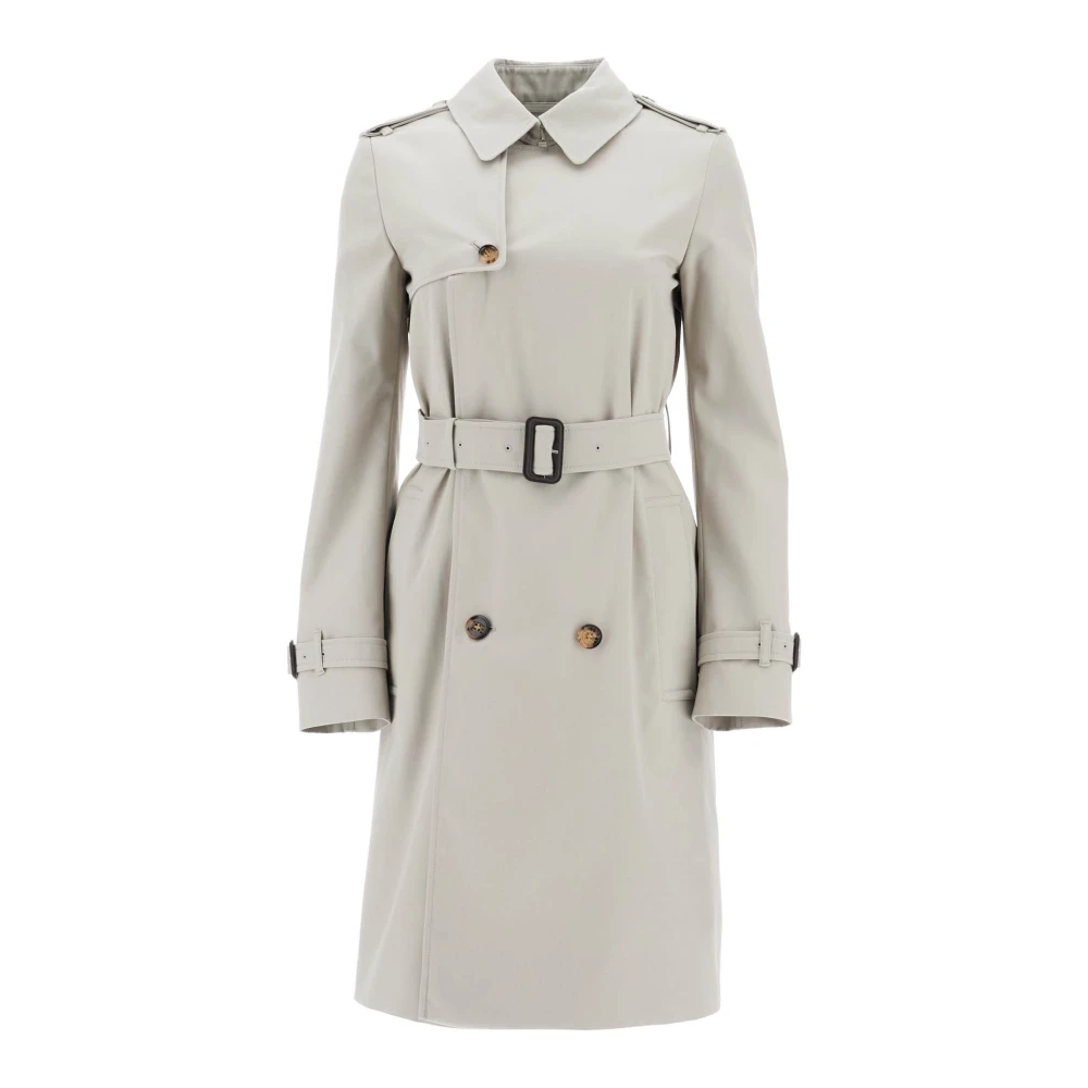 Burberry Slim Cotton-Blend Trench Coat Gray Dames