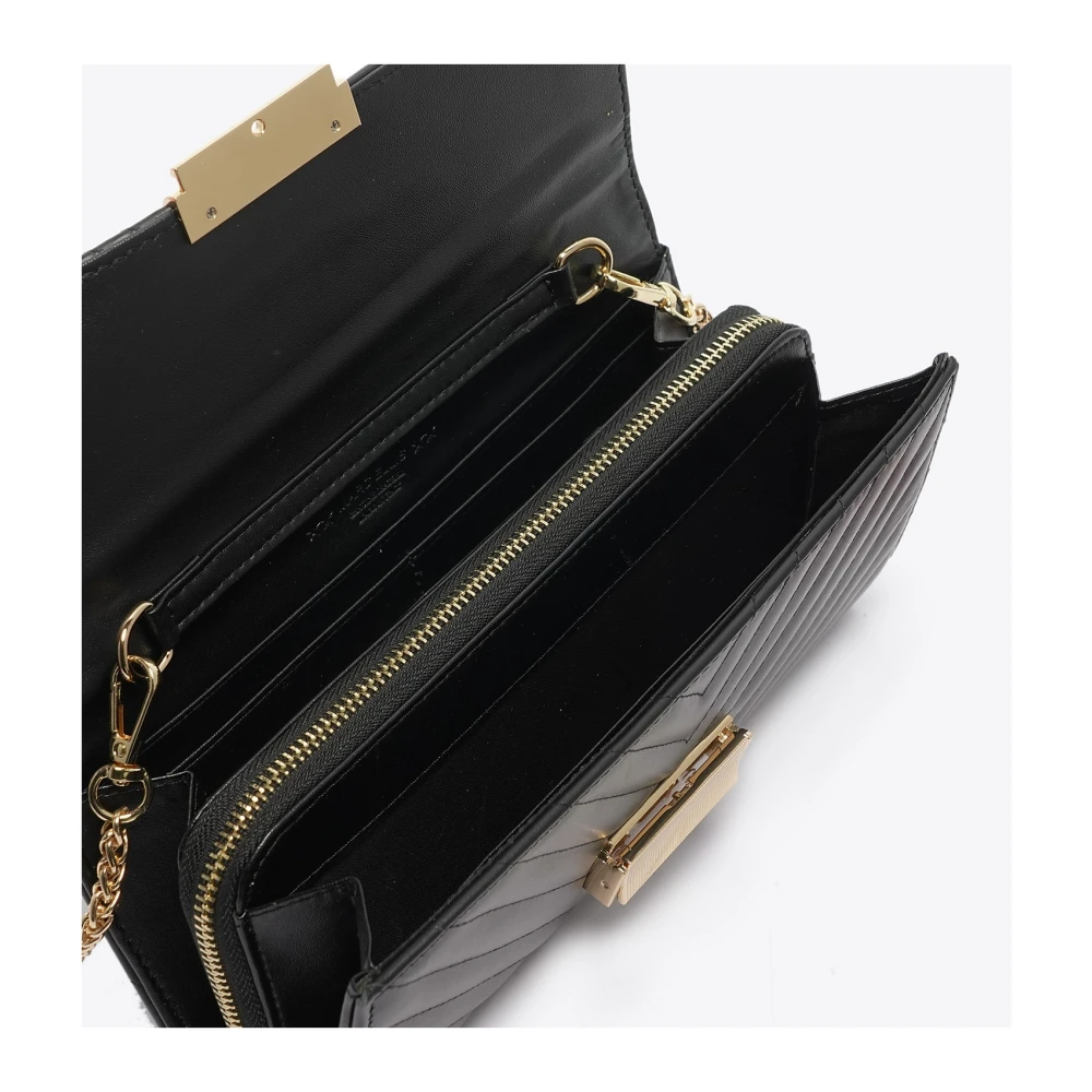 Marc Ellis Leren Schoudertas met Ketting Knoopsluiting Black Dames