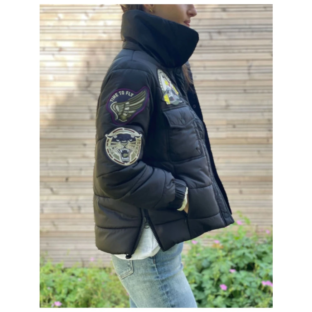 aeronautica militare Kort Jack met Geborduurde Patches Black Dames