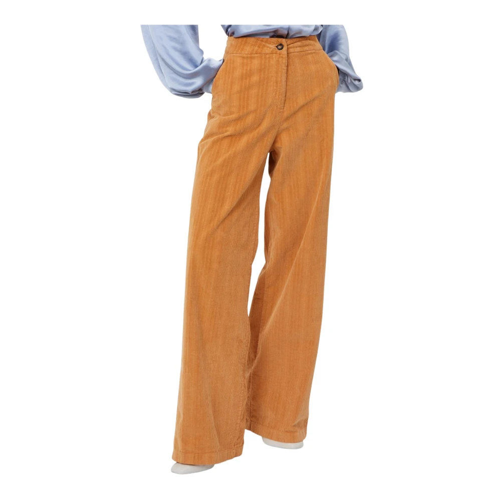 Silvian Heach Orange High-Waisted Striped Trousers - Female - Wide Trousers - S - Trousers