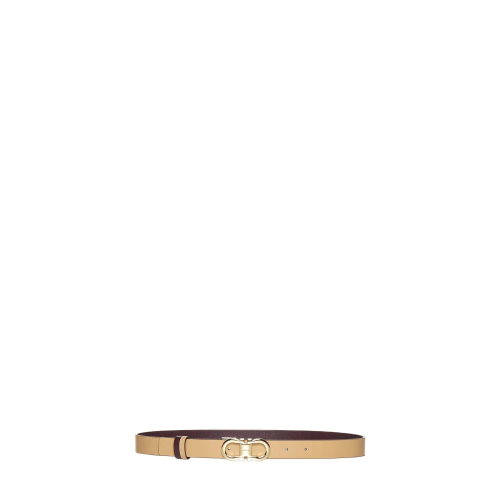 Ferragamo Cinturón Reversible Gancini Accessories Mujer Beige 95 Cm Cinturón Reversible Gancini