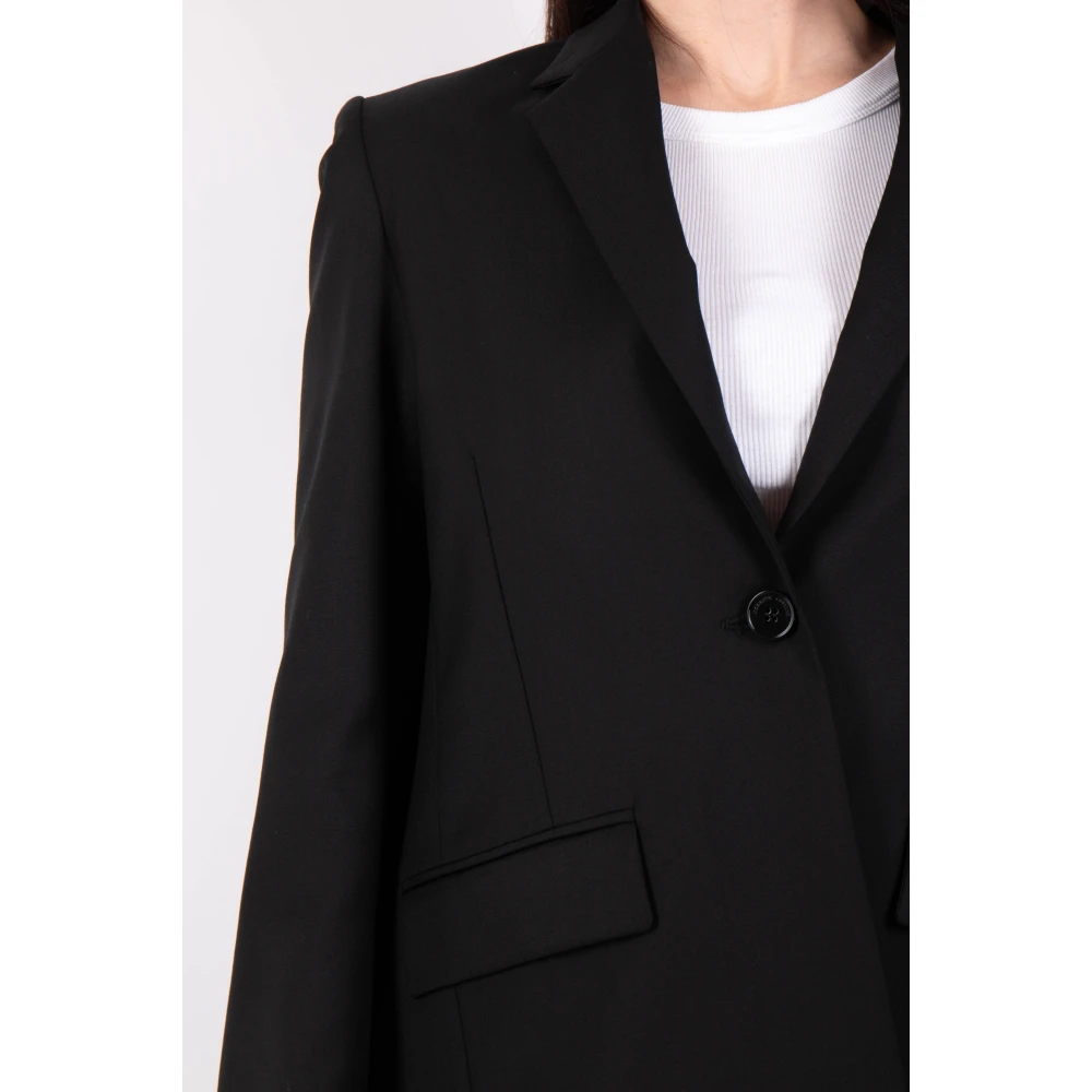Roberto Collina Zwarte Blazer met split en strik Black Dames