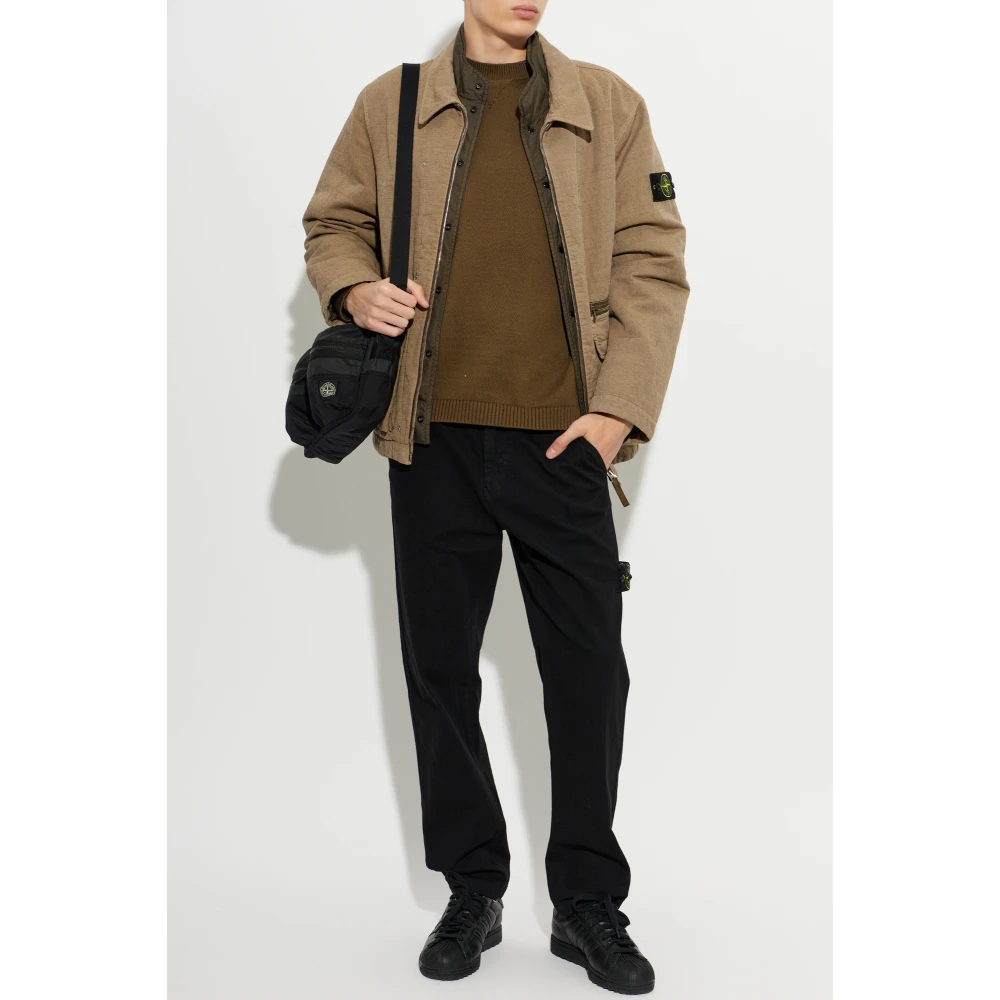 Stone Island Beige Textured Zip Jacket - Man Jackets Xl - Immagine 3