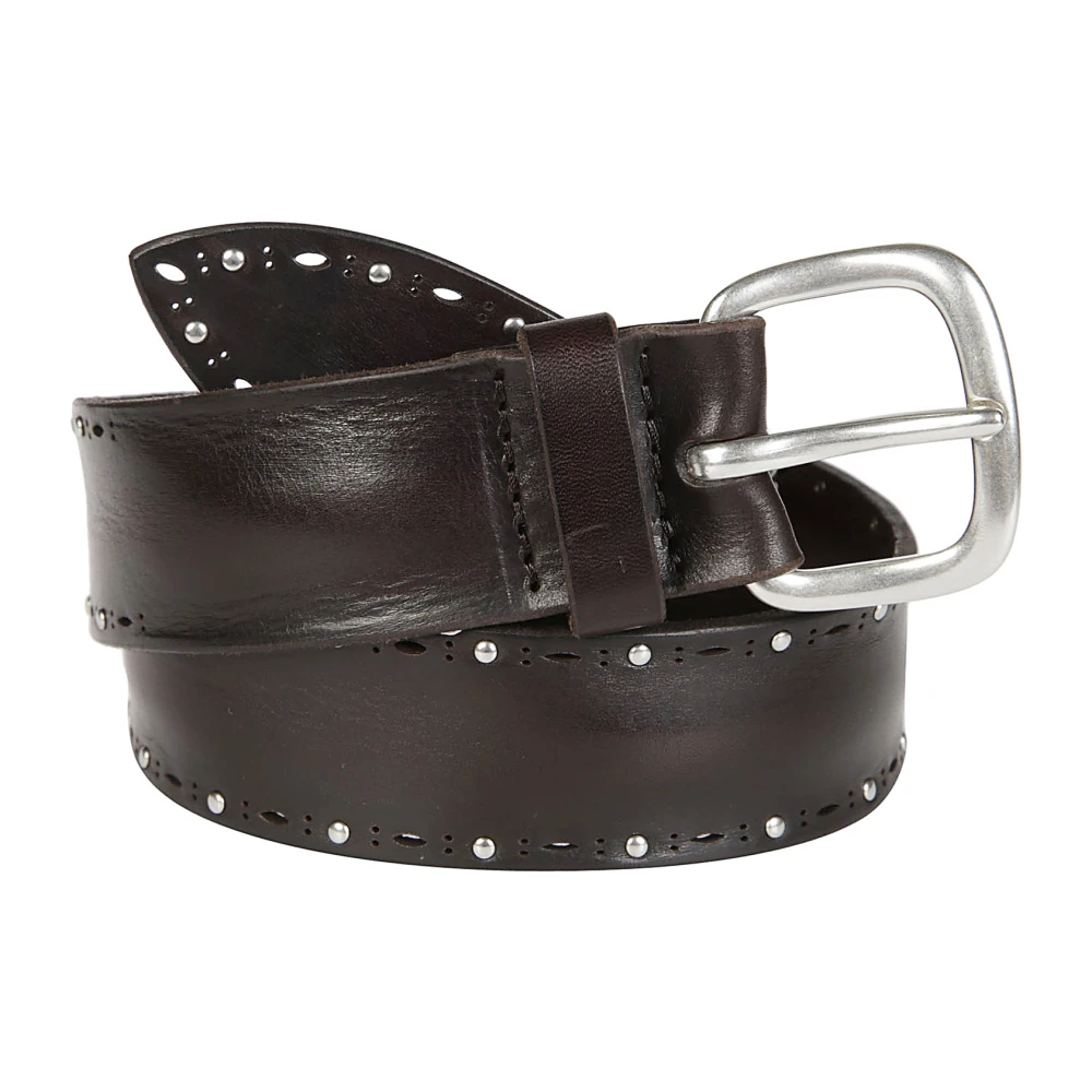 Orciani Studded Soft Bull Leather Belt Brown Heren