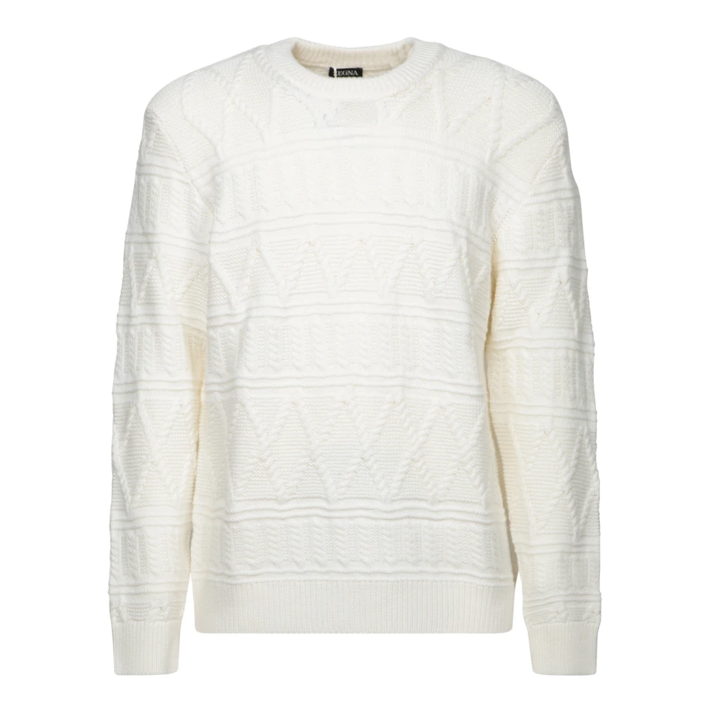 Zegna White Crewneck Knit Jumper - Male - Round-Neck Knitwear - M - Knitwear