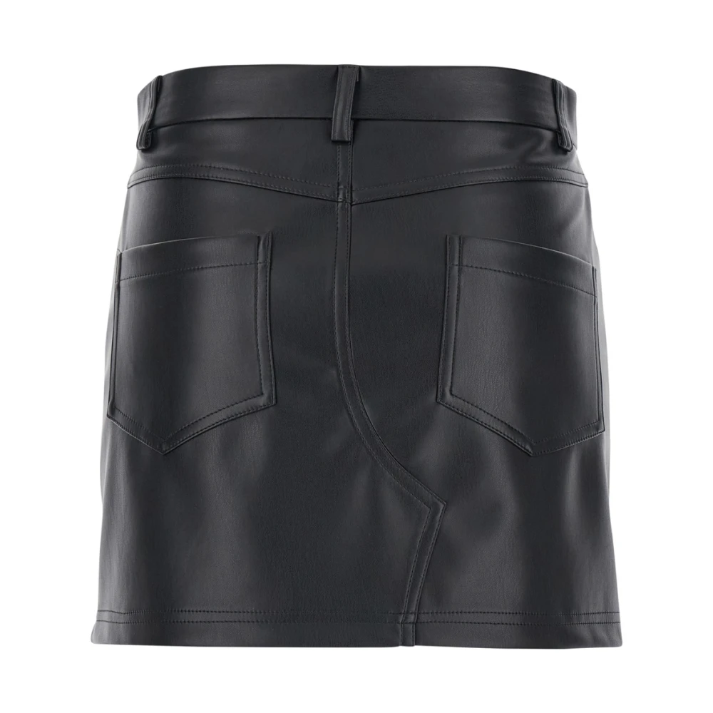 Semicouture Zwarte Eco Leren Mini Rok Black Dames