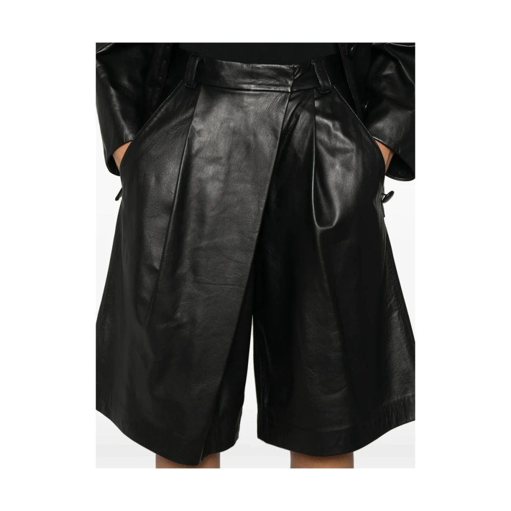Marella Zwarte Leren Broek Emily R. Stijl Black Dames