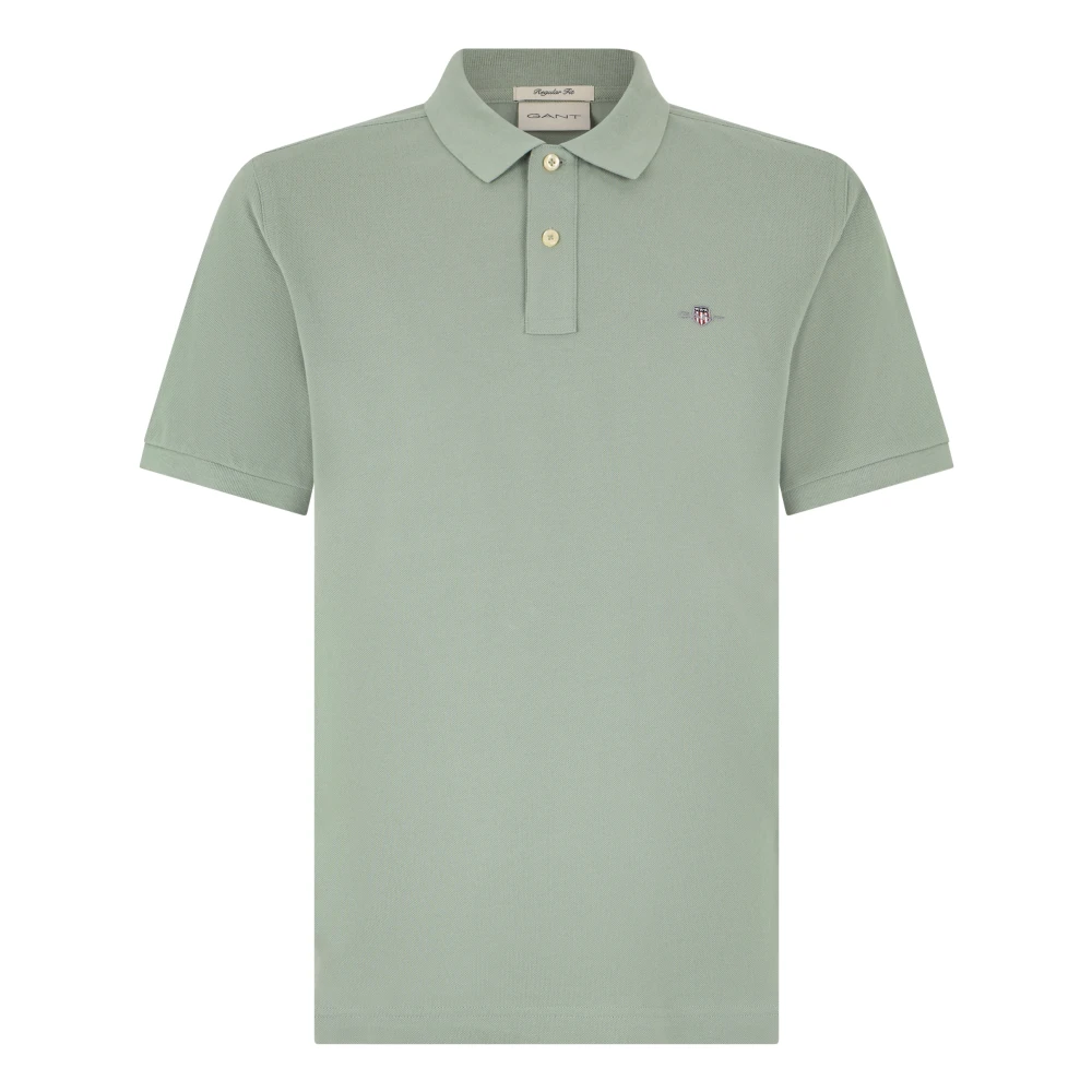 Gant Men's Green Polo Shirts, L, Shield Ss Pique Polo
