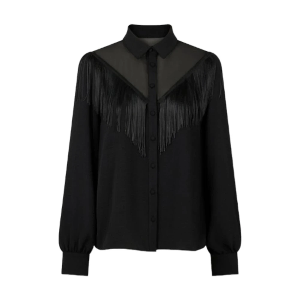 Naf Elegante en moderne blouse met klassieke kraag en lange mouwen Black Dames