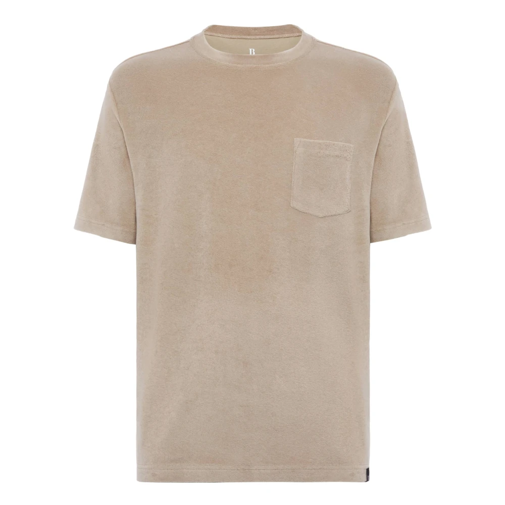 Boggi Milano Katoen Nylon T-shirt Beige Heren