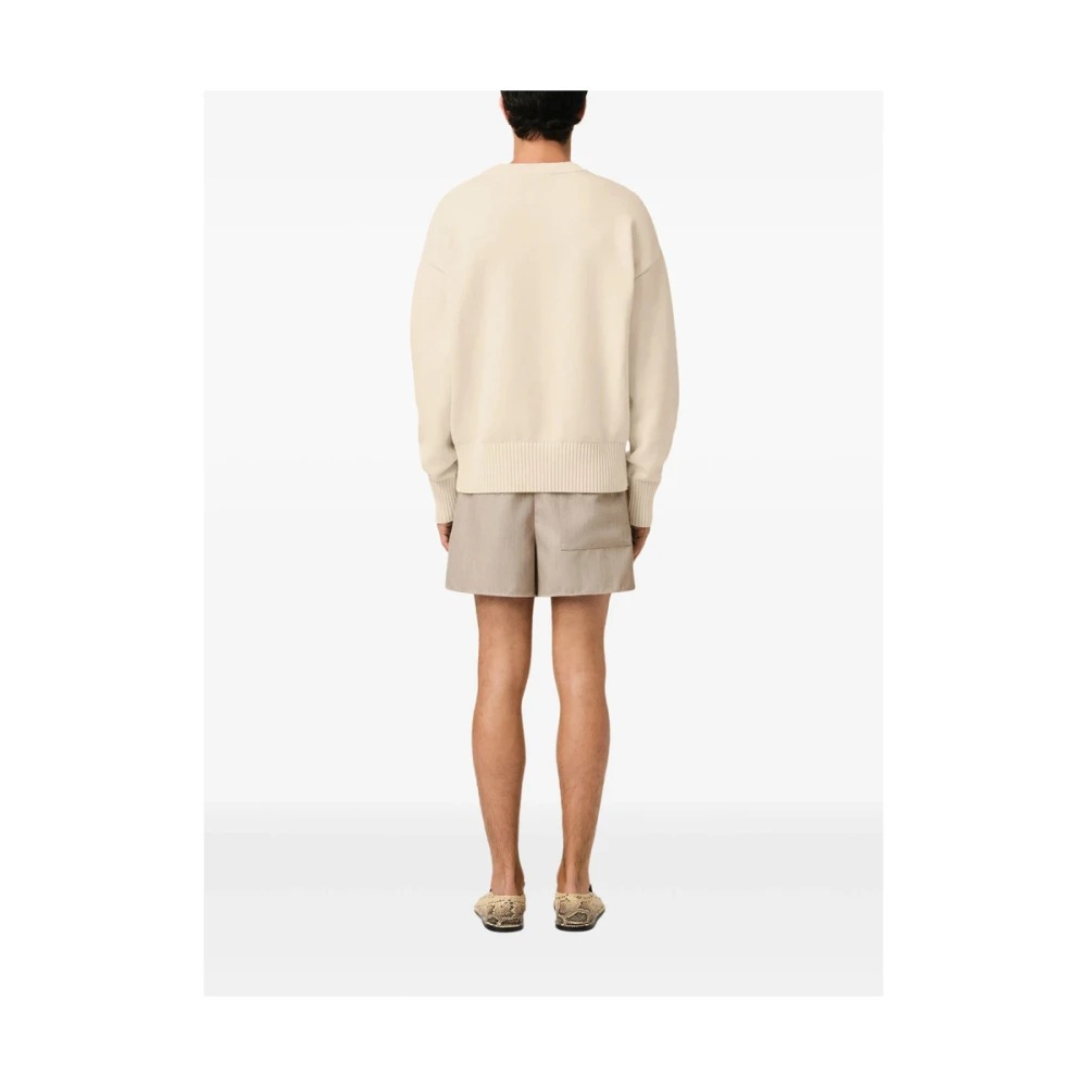 Ami Paris Roomwit Crew Neck Sweater Beige Heren
