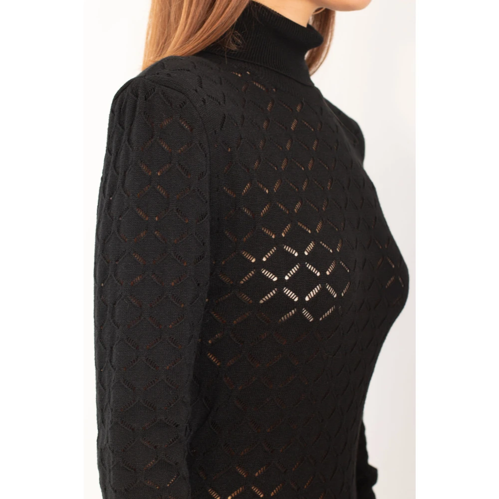 Babylon Multicolor High-Neck Gebreide Jurk Black Dames