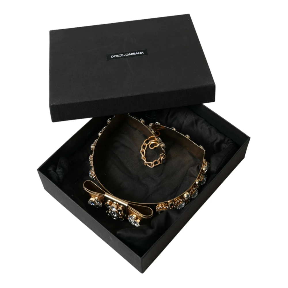 Dolce & Gabbana Kristalversierde Gouden Taille Riem Yellow Dames