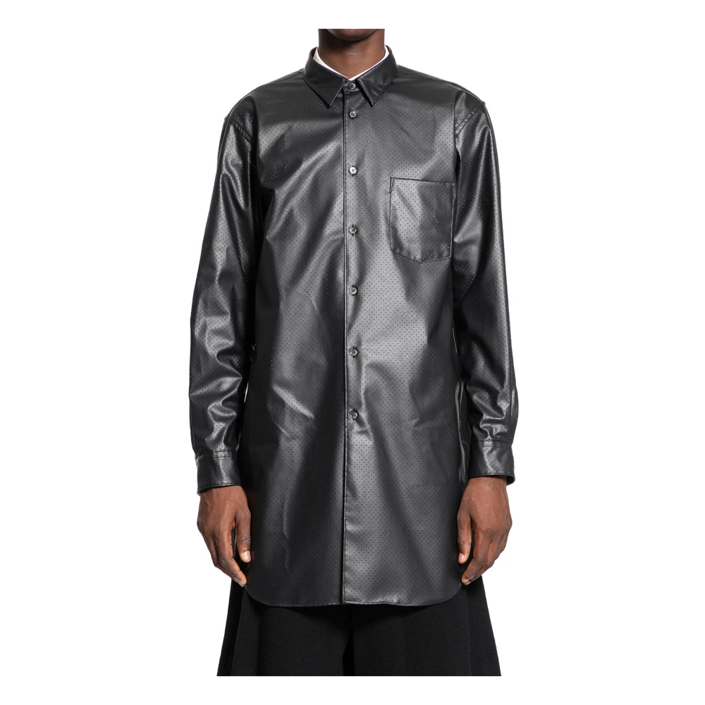 Comme des Garçons Geperforeerde Faux Leren Shirt Black Heren