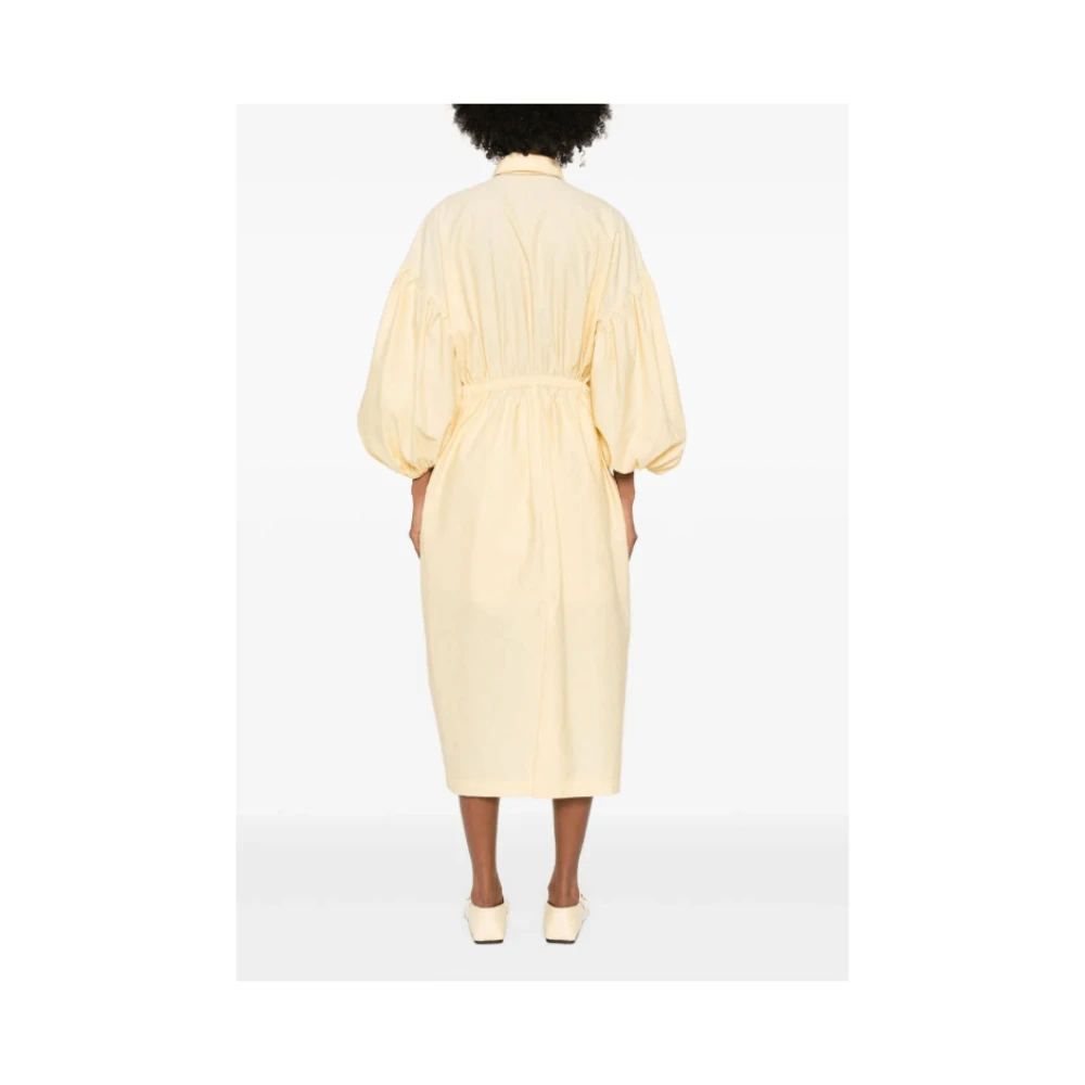 BRUNELLO CUCINELLI Pastelgele Ballonmouw Maxi Jurk Yellow Dames